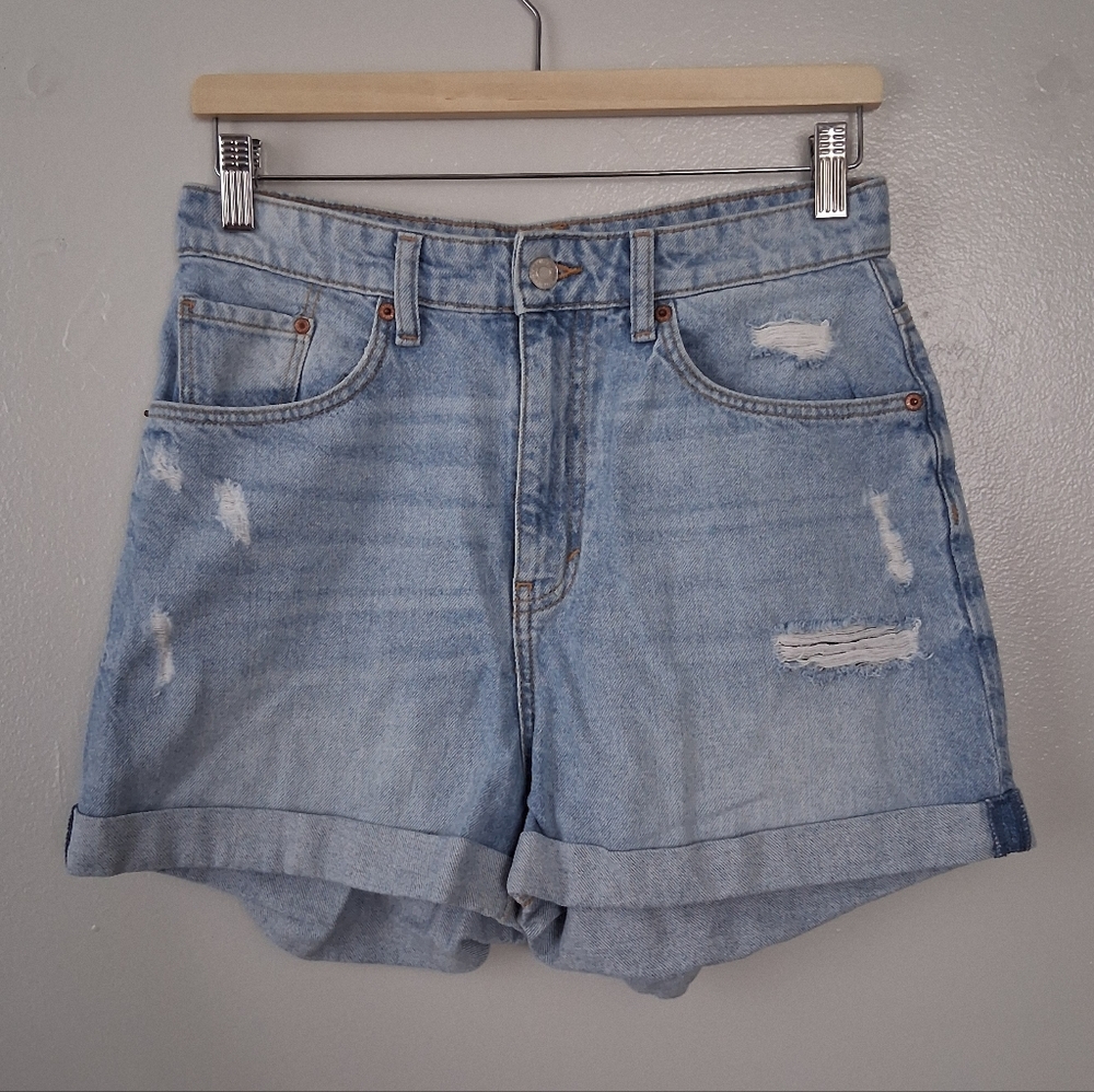 H&M Mom Jean Shorts Ultra High Waist Cotton